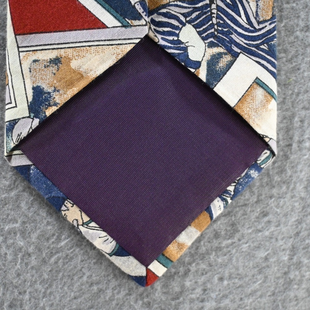 Lands End Mens Vintage Baseball Card Collage Necktie OS Multicolor Cotton - Picture 6 of 8